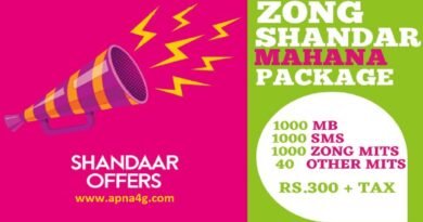 Zong Shandaar Monthly Package Details