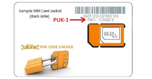 Ufone SIM PUK Code - Jacket Back Side