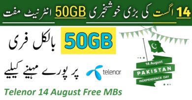 Telenor 14 August Free Internet