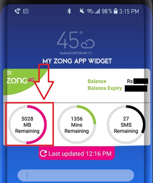 Official Zong App Widget