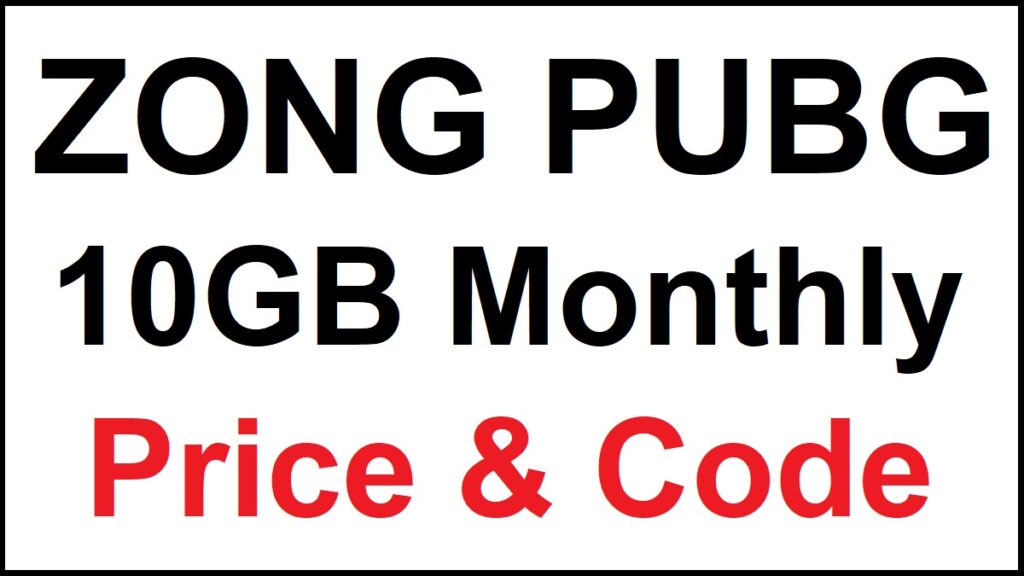 Zong PUBG Package Monthly 100 Rupees