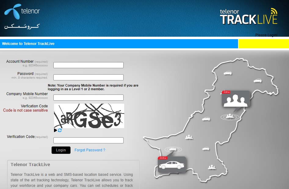 Telenor Track Live portal