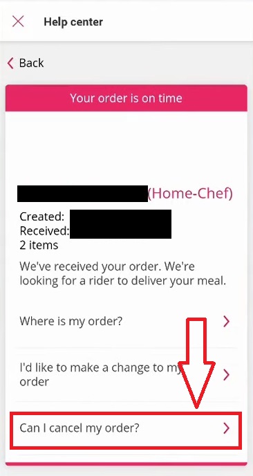  Cancel FoodPanda Order Button