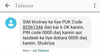 Unlock Telenor SIM PUK Code (SMS)