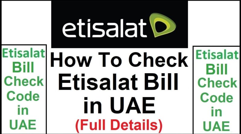 Etisalat Bill Check Online
