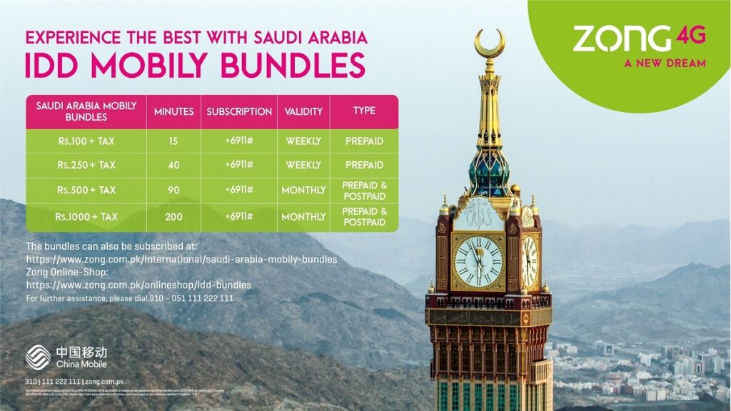 Zong Saudi Arabia Call Packages
