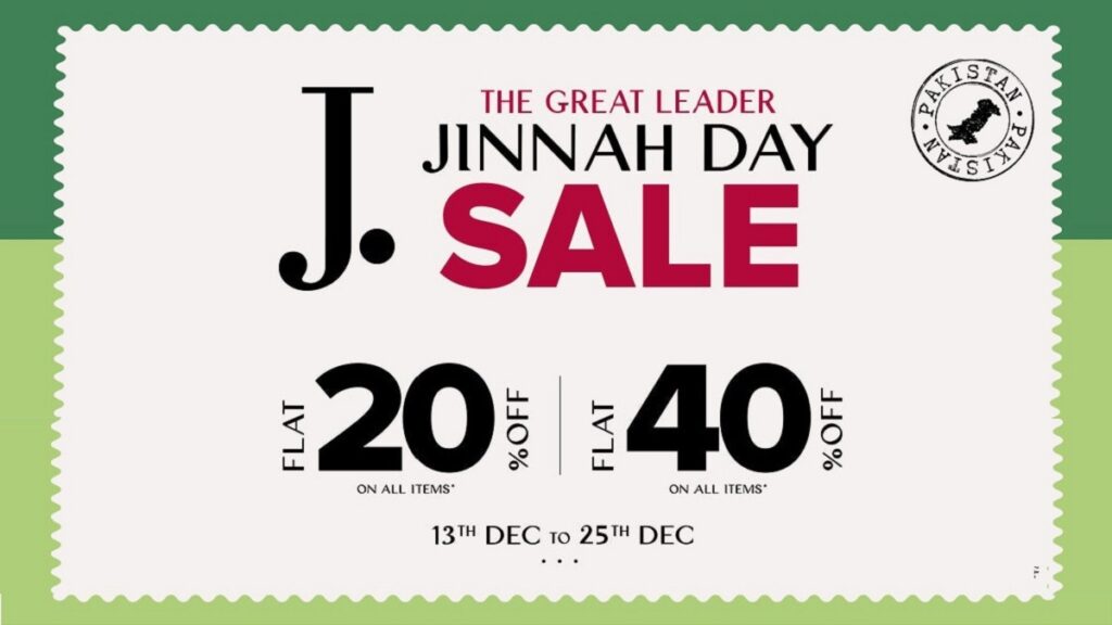 J. Jinnah Day Sale Flat 20% and 40% Off 2023 With Price