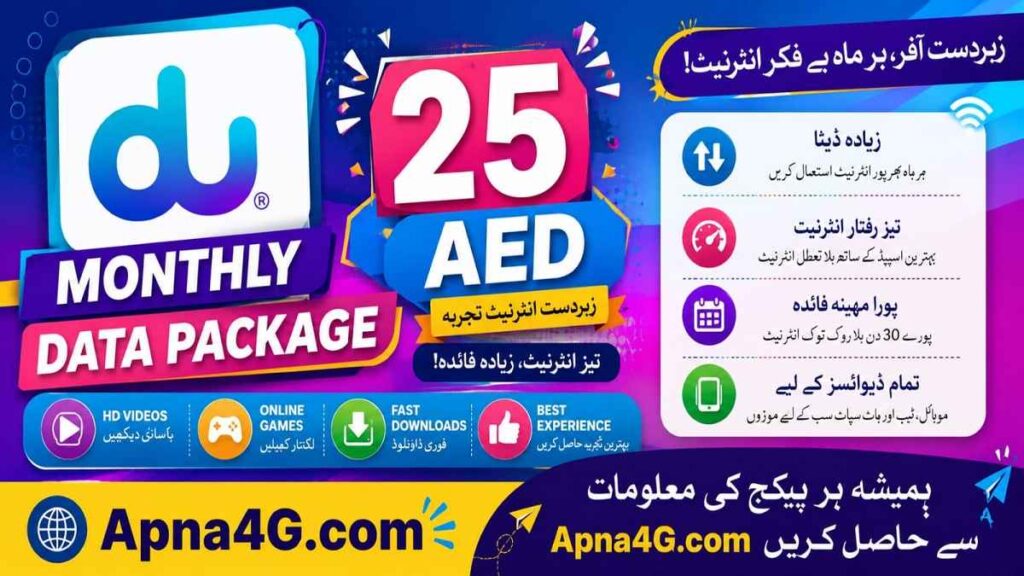 Du Monthly Data Package 25 AED Code & Details