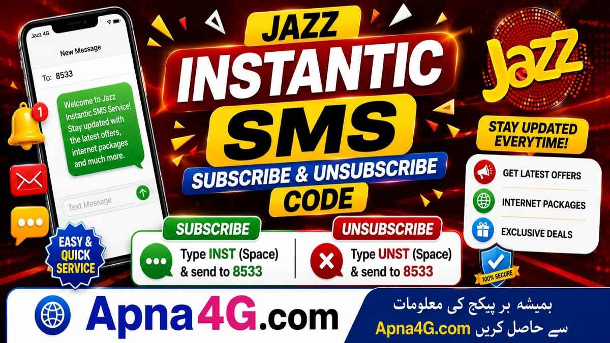 Jazz Instantic SMS Subscribe & Unsubscribe Code