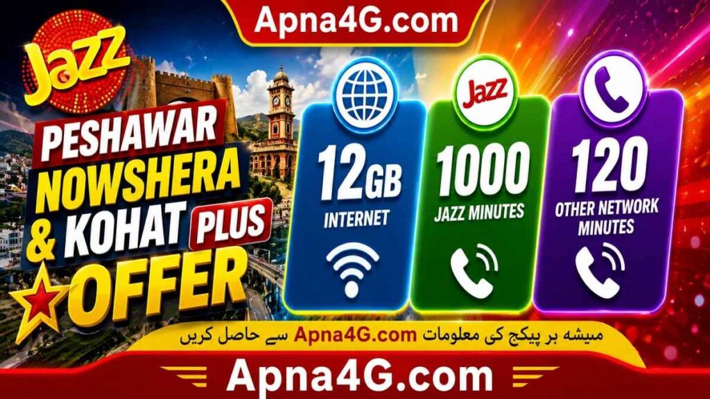 Jazz Peshawar Nowshera and Kohat Plus Offer 12GB