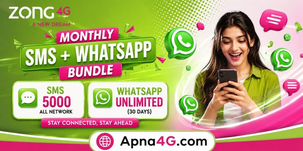 Zong Monthly SMS + WhatsApp Bundle