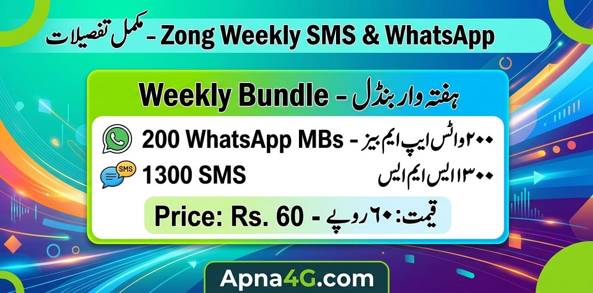 Zong Weekly Whats app & SMS Package Rs 60