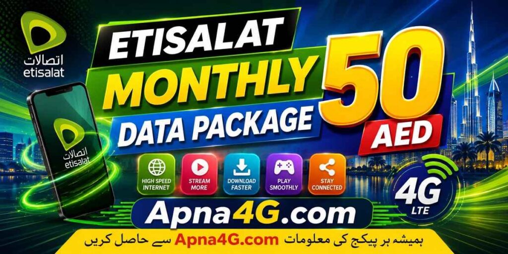 Etisalat Monthly Data Package at 50 AED