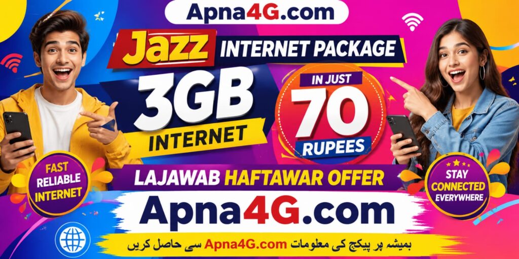 Jazz Internet Package in 70 Rupees Code