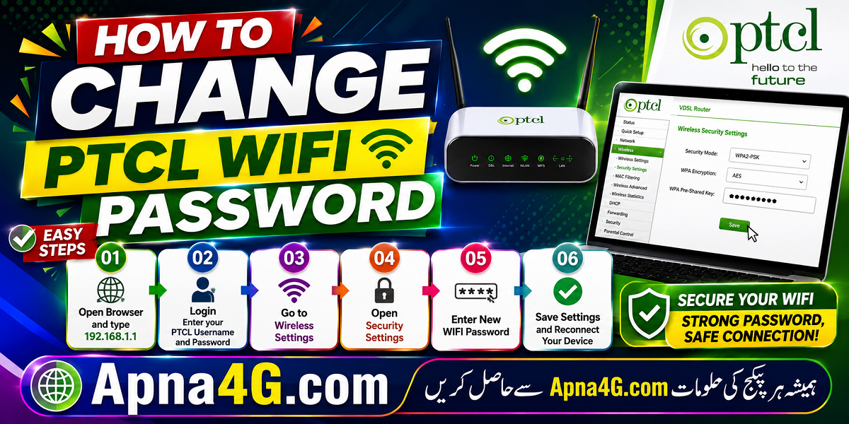 Change PTCL WIFI Password Info