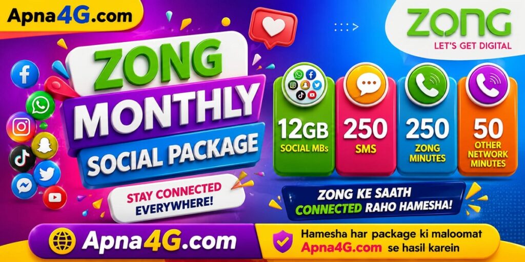 Zong Monthly Social Package 12GB