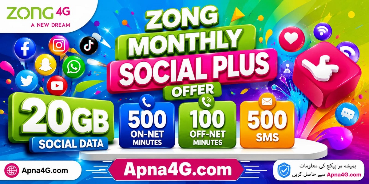 Zong Monthly Social Plus Package 20GB