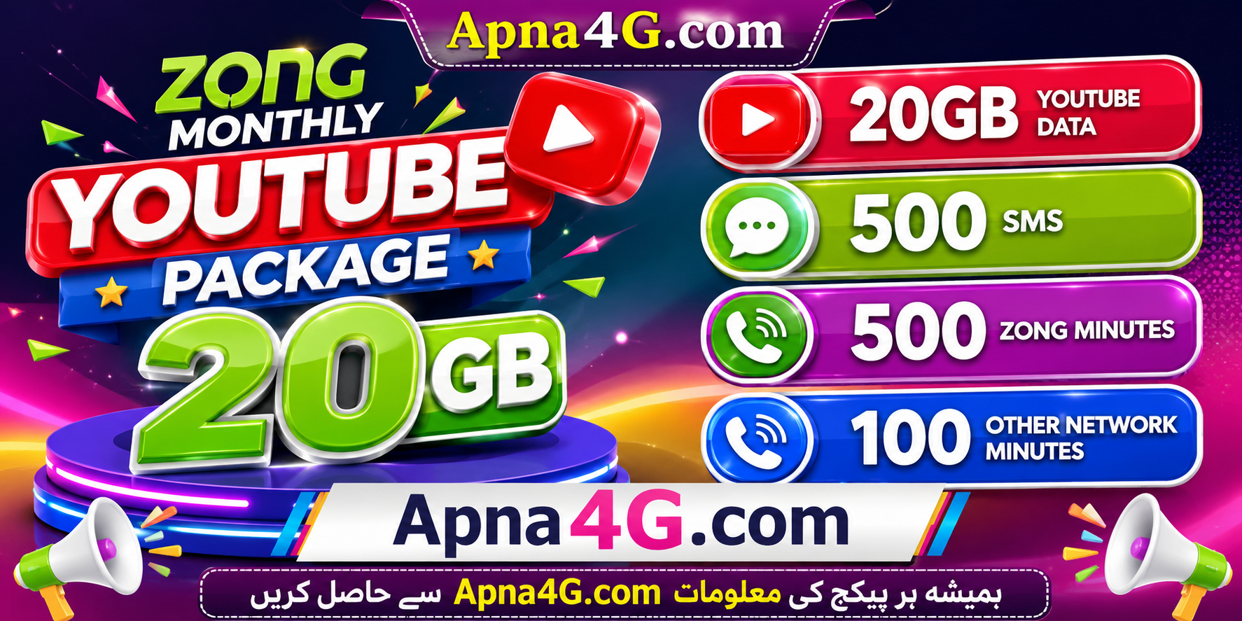 Zong Monthly YouTube Packages